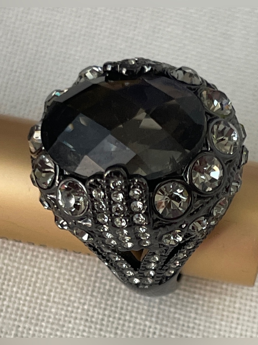Bloomingdale’s Black Crystal Cocktail Ring - Women Jewelry NWO